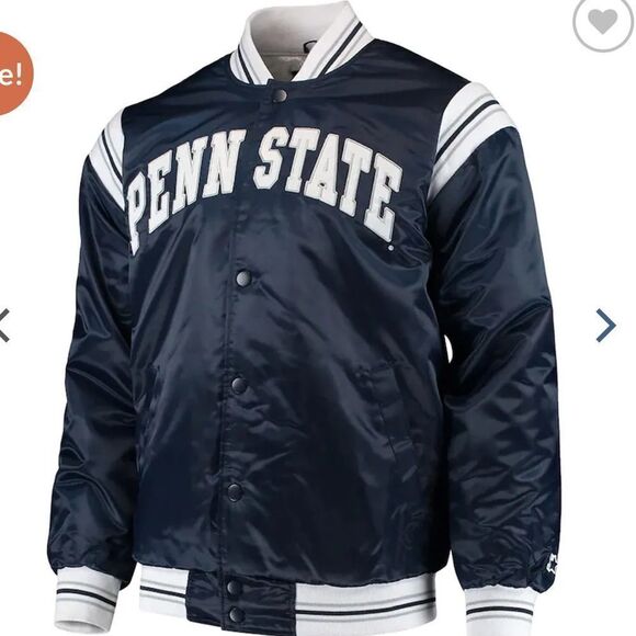 Starter‎ The Enforcer Penn State Navy Blue Satin Jacket M Nwt - Picture 2 of 7